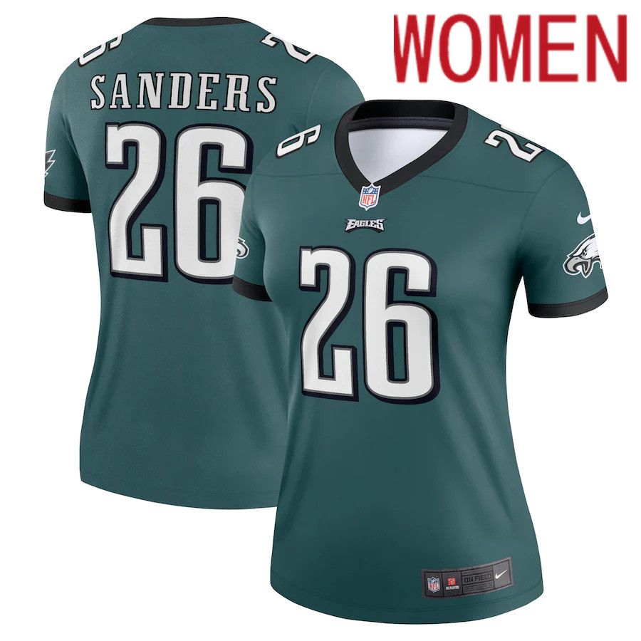 Women Philadelphia Eagles #26 Miles Sanders Nike Midnight Green Legend NFL Jersey->women nfl jersey->Women Jersey